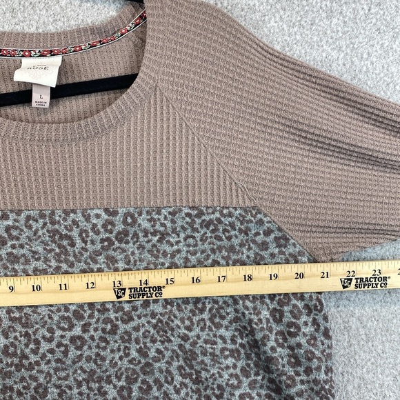Knox Rose mixed print long sleeve tee L cowgirl thermal lace boho leopard y2k - Picture 5 of 10